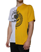 Dolce & Gabbana White Yellow Logo Print Short Sleeve T-shirt - Zeiniez