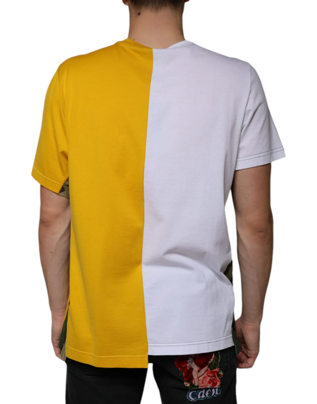 Dolce & Gabbana White Yellow Logo Print Short Sleeve T-shirt - Zeiniez
