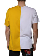Dolce & Gabbana White Yellow Logo Print Short Sleeve T-shirt - Zeiniez