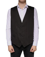Dolce & Gabbana Black Cotton Waistcoat Dress Formal Vest - Zeiniez