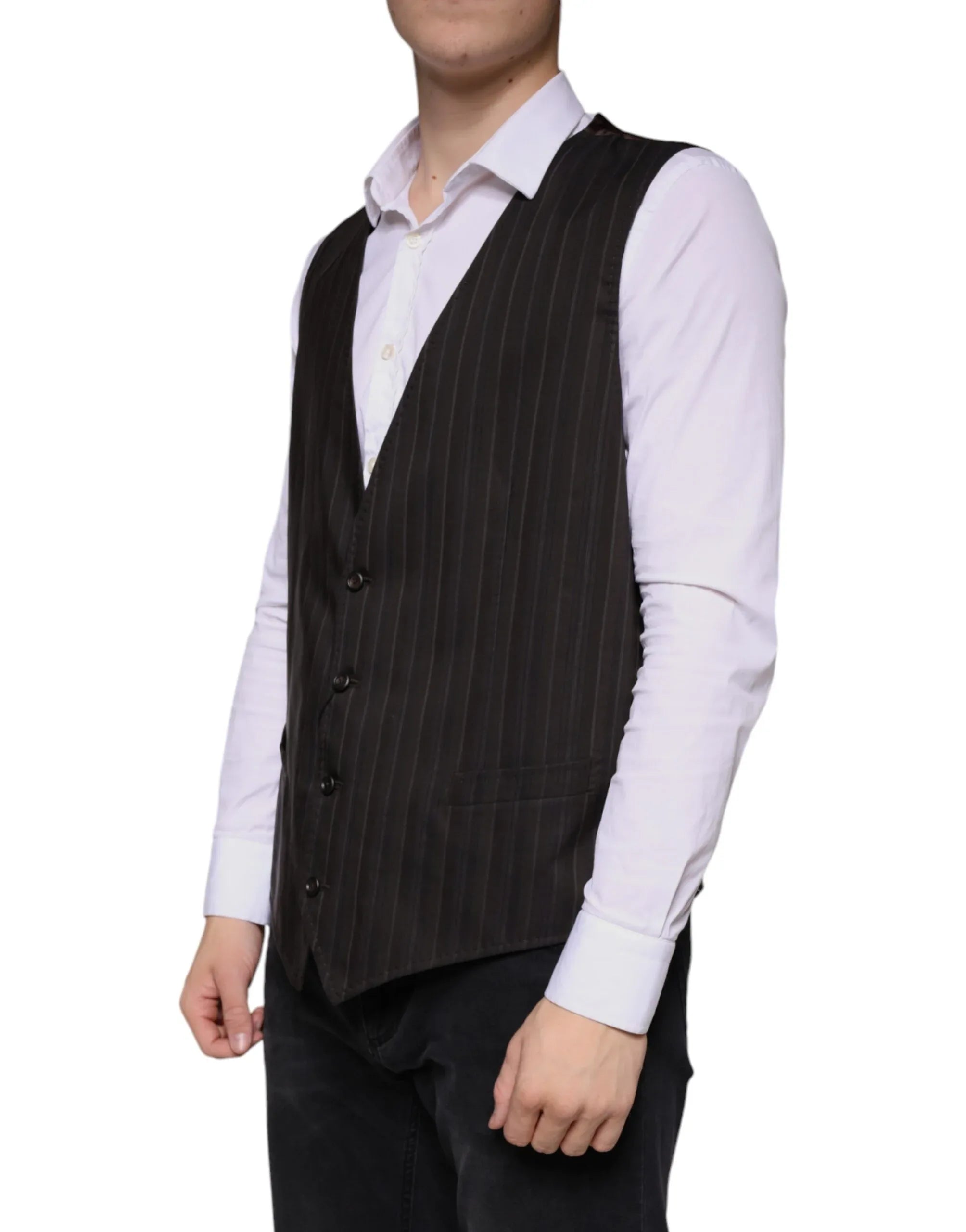 Dolce & Gabbana Black Cotton Waistcoat Dress Formal Vest - Zeiniez