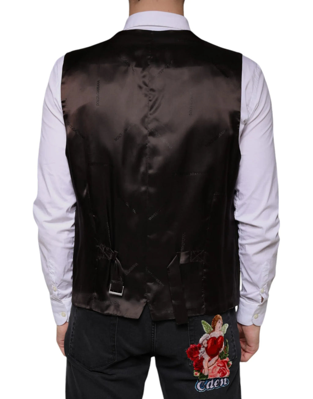 Dolce & Gabbana Black Cotton Waistcoat Dress Formal Vest - Zeiniez