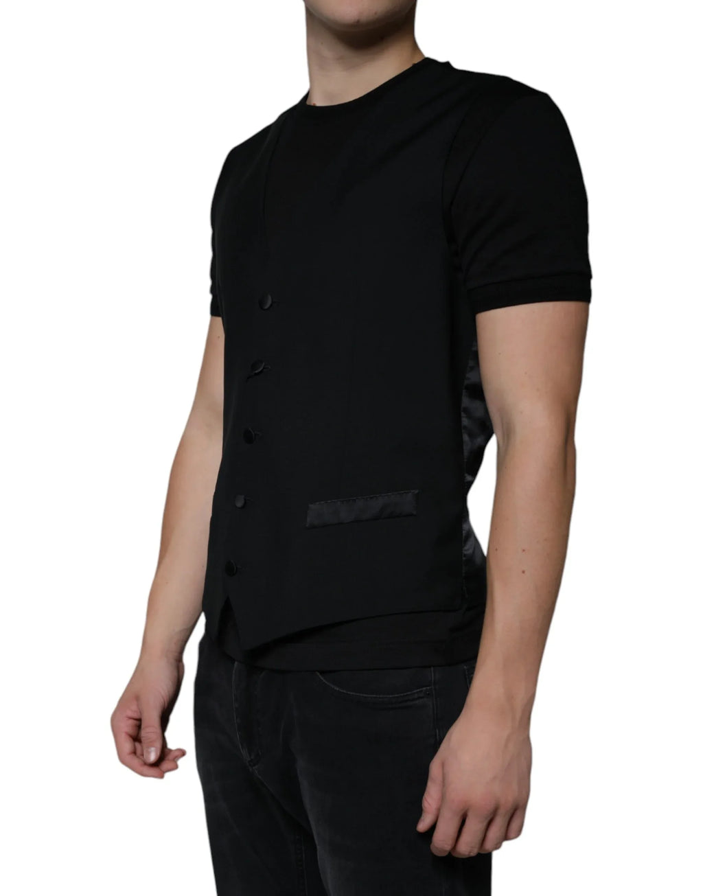 Dolce & Gabbana Black Wool Formal Dress Men Waistcoat Vest - Zeiniez