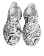 Dolce & Gabbana White Black Graffiti Daymaster Sneakers Shoes - Zeiniez