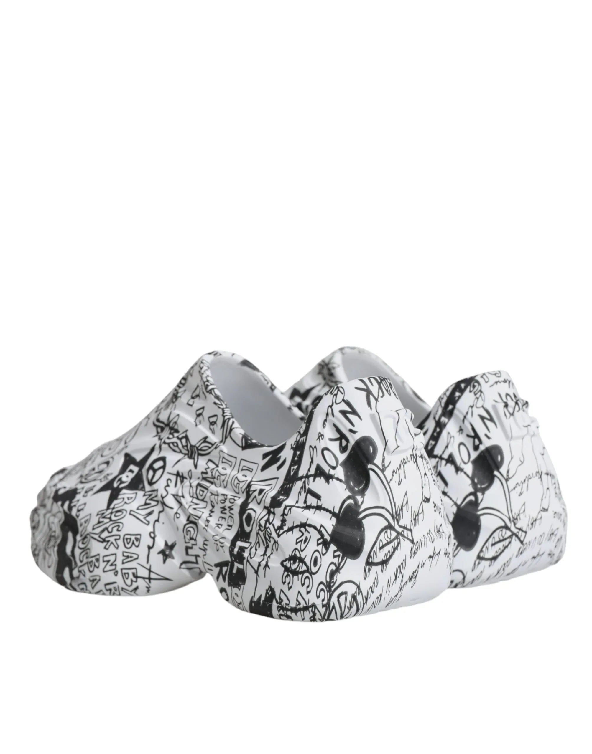 Dolce & Gabbana White Black Graffiti Daymaster Sneakers Shoes - Zeiniez