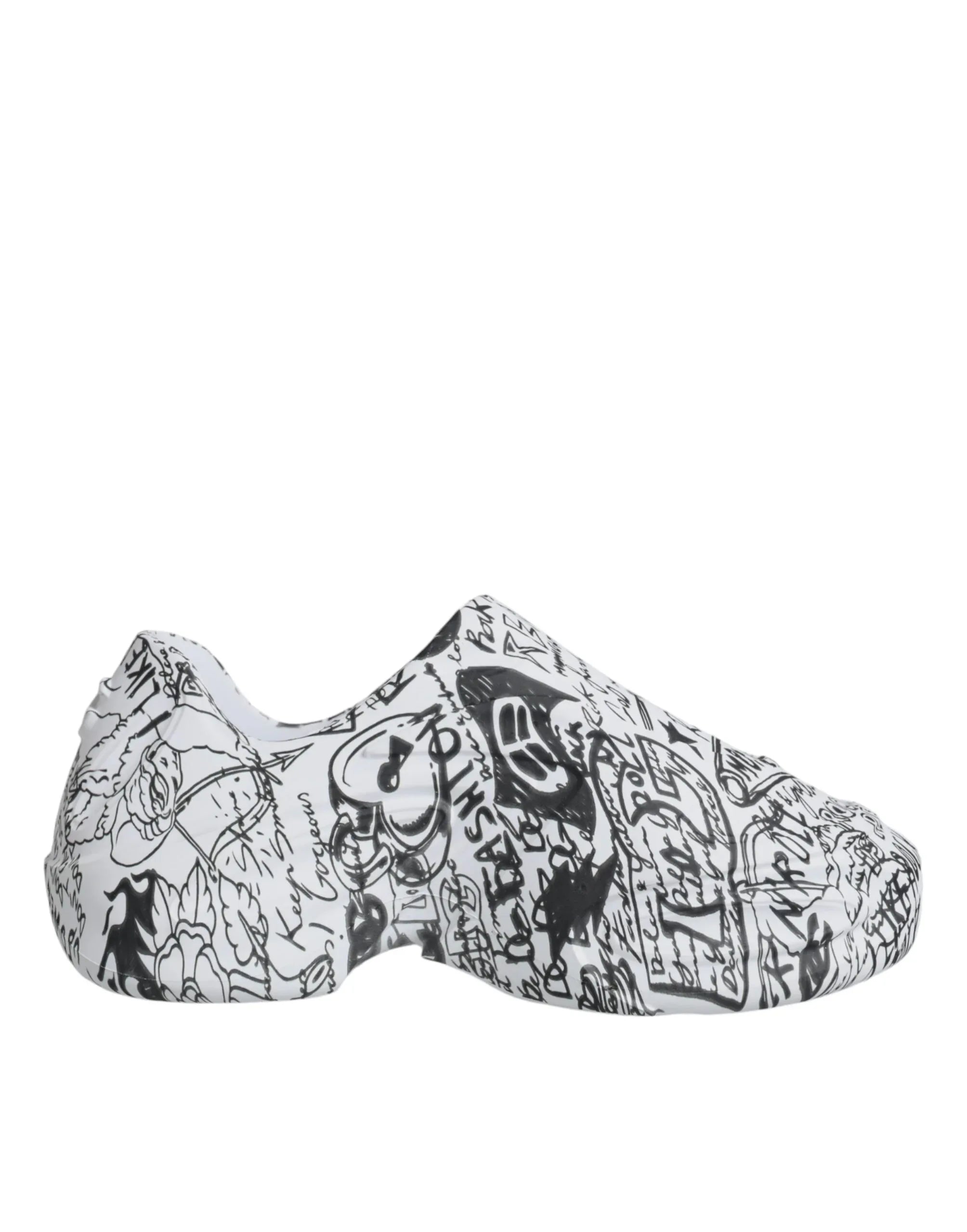 Dolce & Gabbana White Black Graffiti Daymaster Sneakers Shoes - Zeiniez