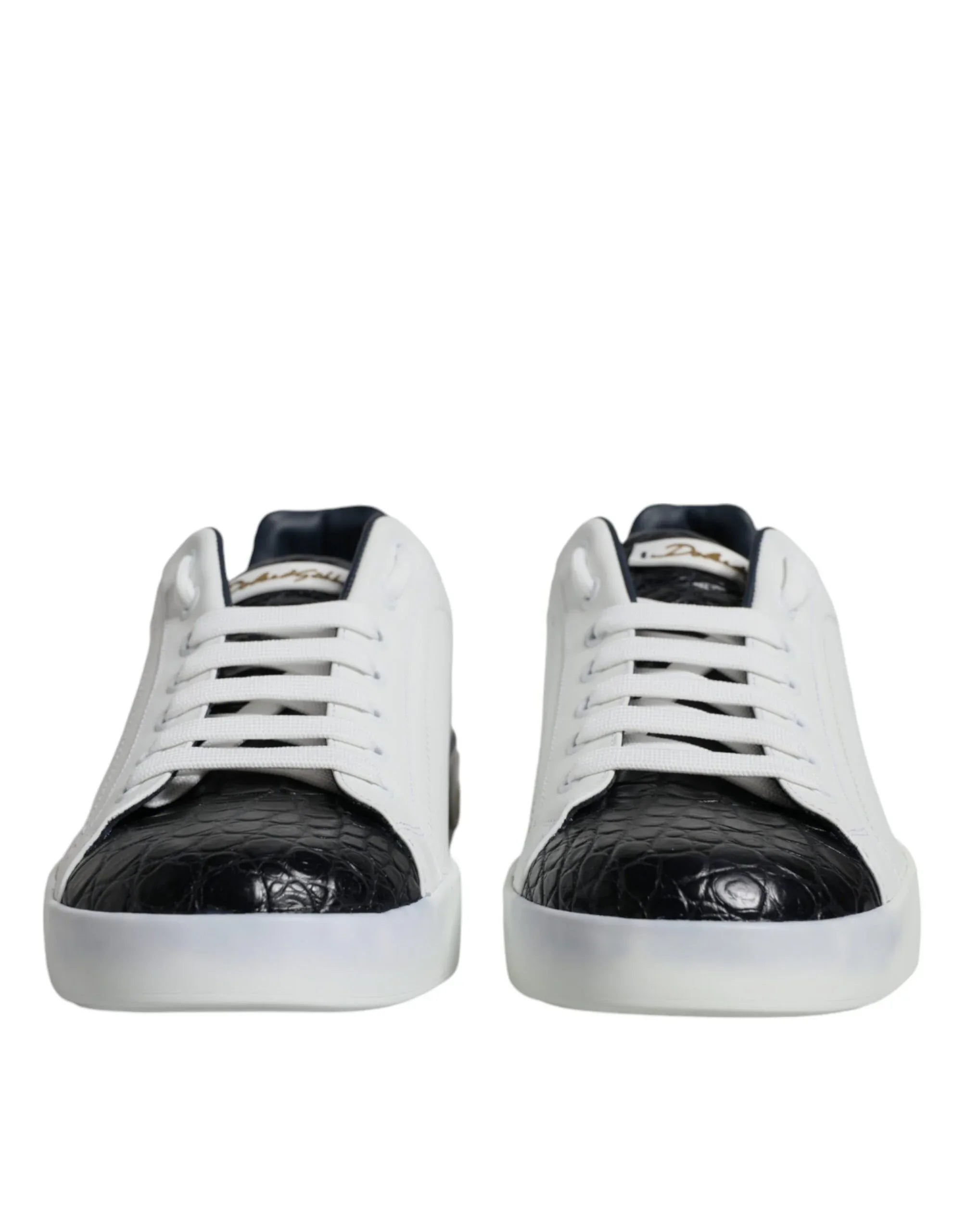 Dolce & Gabbana White Leather Logo Portofino Sneaker Shoes - Zeiniez