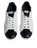Dolce & Gabbana White Leather Logo Portofino Sneaker Shoes - Zeiniez