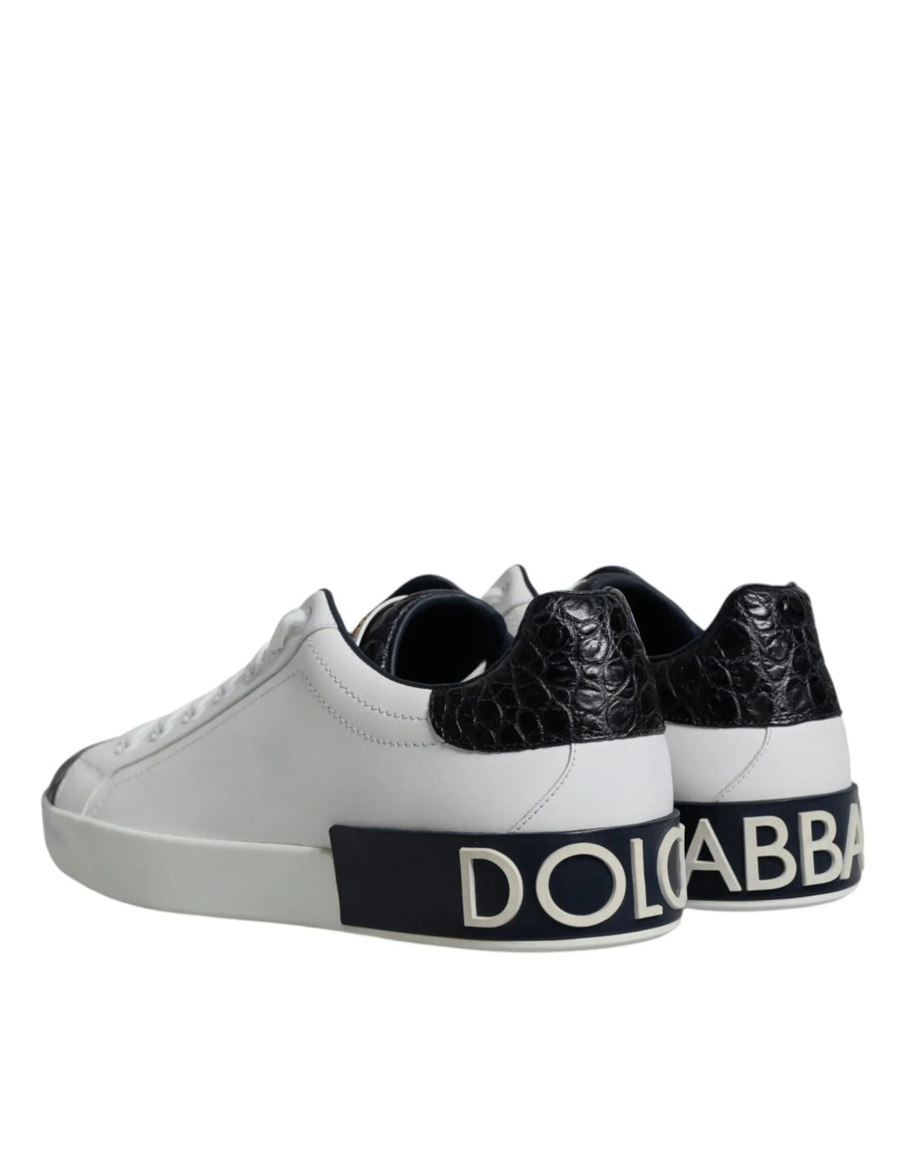 Dolce & Gabbana White Leather Logo Portofino Sneaker Shoes - Zeiniez