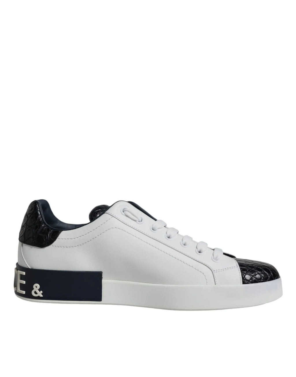 Dolce & Gabbana White Leather Logo Portofino Sneaker Shoes - Zeiniez