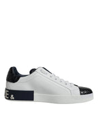 Dolce & Gabbana White Leather Logo Portofino Sneaker Shoes - Zeiniez