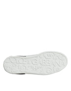 Dolce & Gabbana White Leather Logo Portofino Sneaker Shoes - Zeiniez