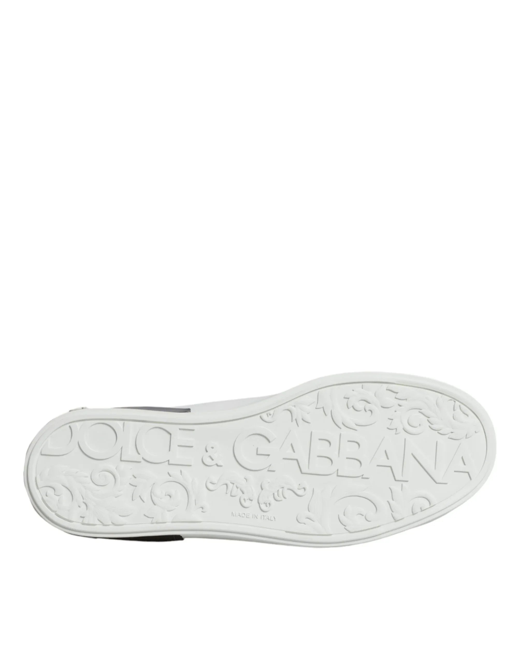Dolce & Gabbana White Leather Logo Portofino Sneaker Shoes - Zeiniez