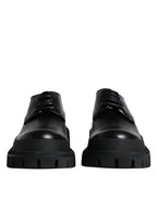 Dolce & Gabbana Black Leather Lace Up Trekking Dress Shoes - Zeiniez