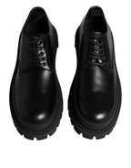 Dolce & Gabbana Black Leather Lace Up Trekking Dress Shoes - Zeiniez