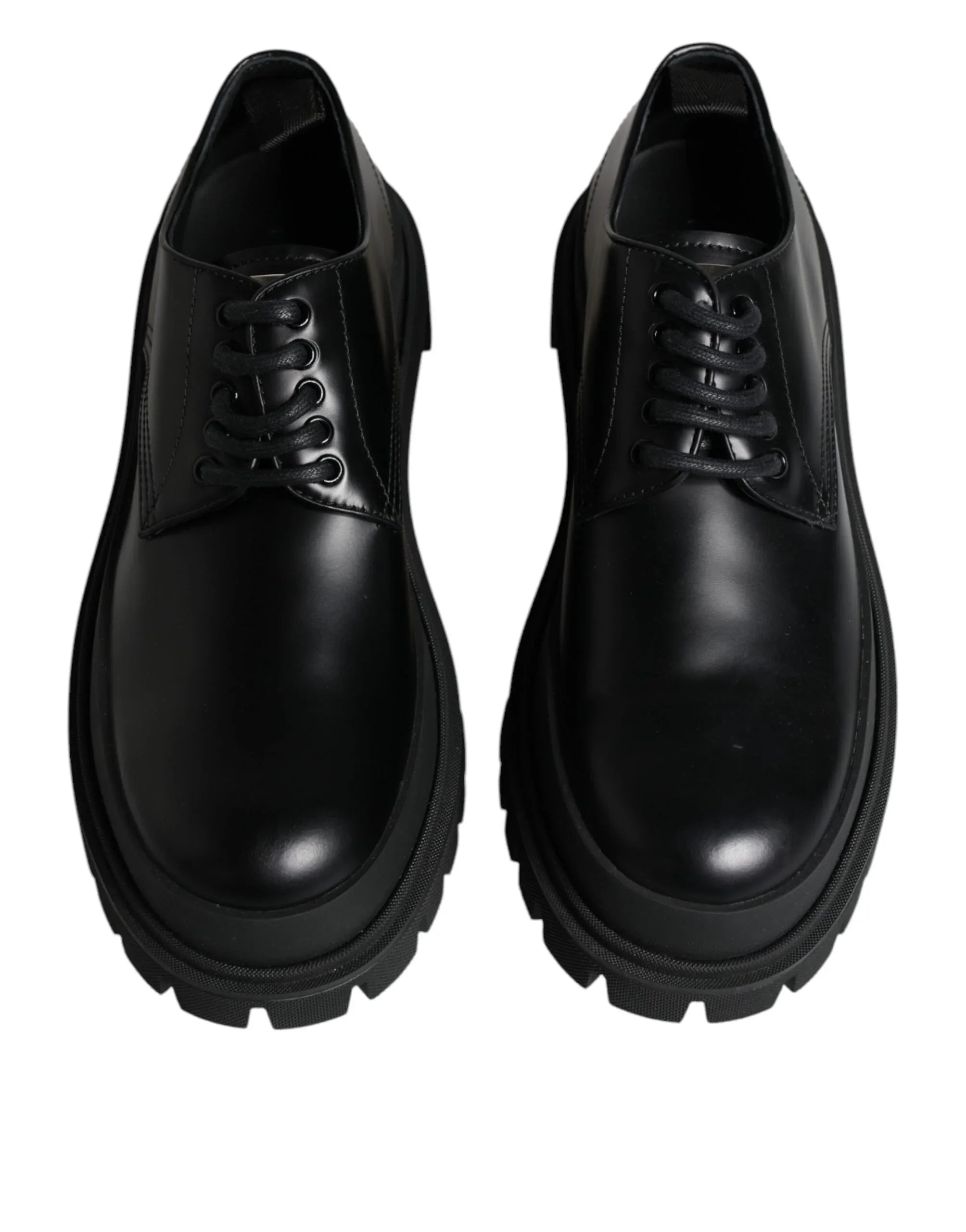 Dolce & Gabbana Black Leather Lace Up Trekking Dress Shoes - Zeiniez