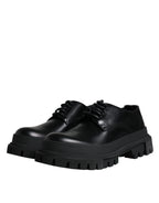 Dolce & Gabbana Black Leather Lace Up Trekking Dress Shoes - Zeiniez