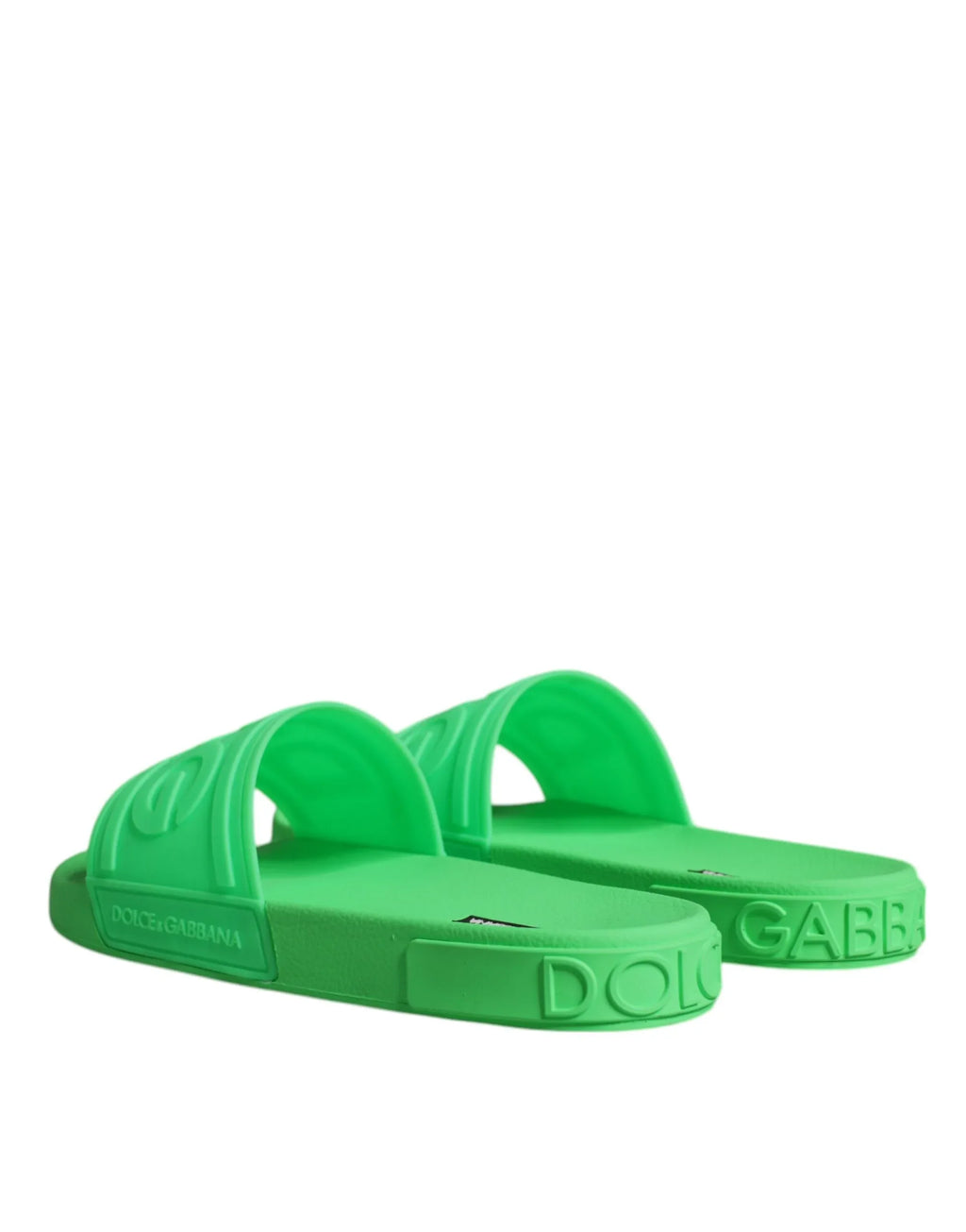 Dolce & Gabbana Green Leather Slides Sandals Beachwear Shoes - Zeiniez