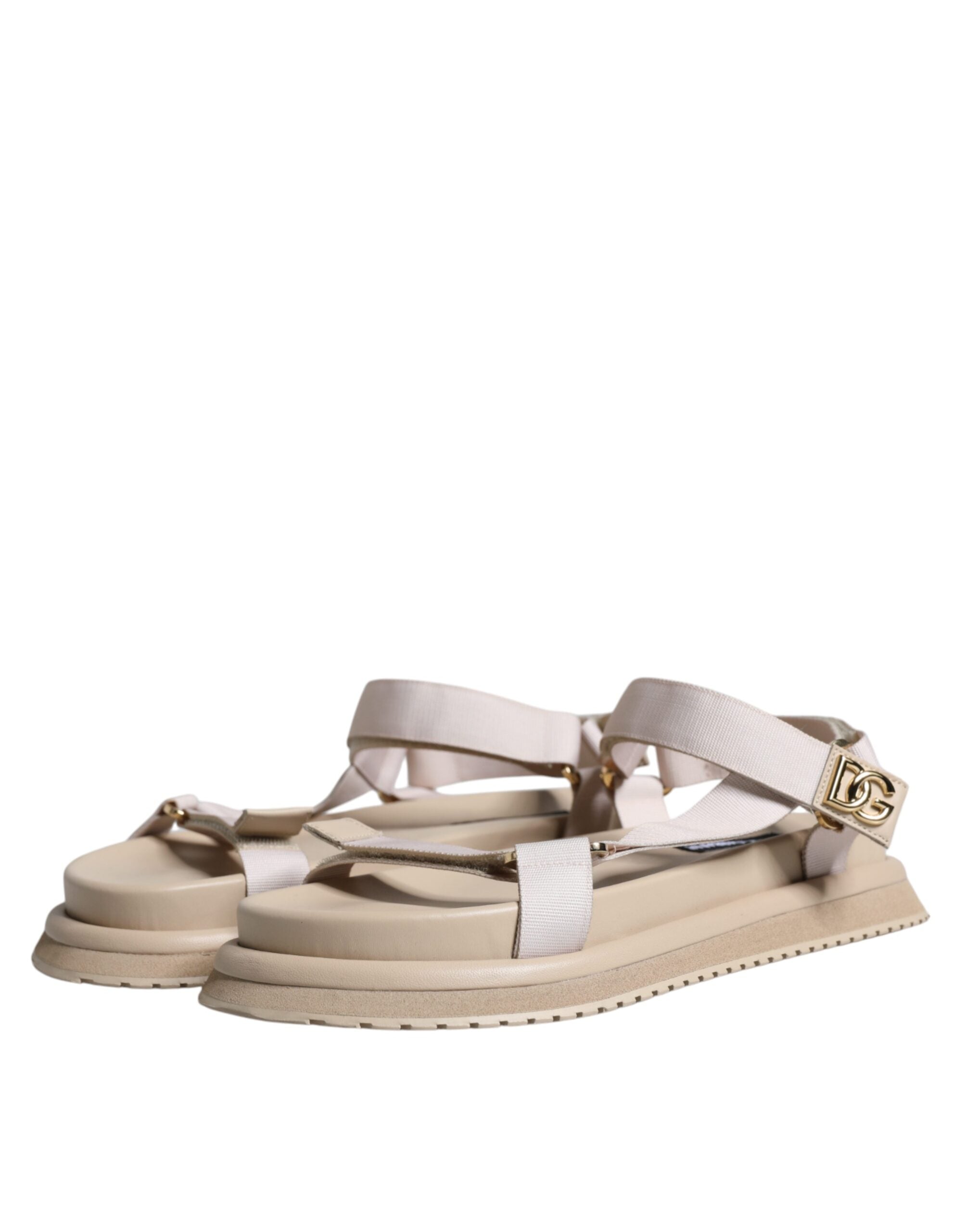 Dolce & Gabbana Beige Nappa Devotion Strap Men Sandals Shoes - Zeiniez