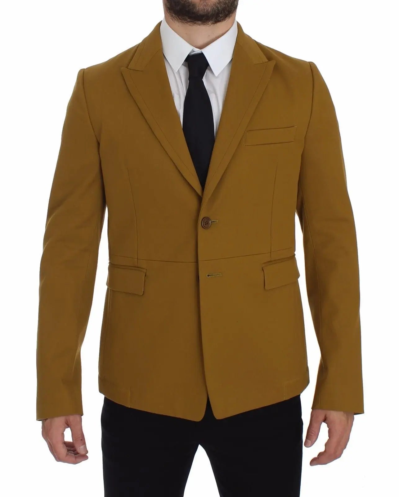Dolce & Gabbana Yellow Cotton Stretch Blazer Dolce & Gabbana