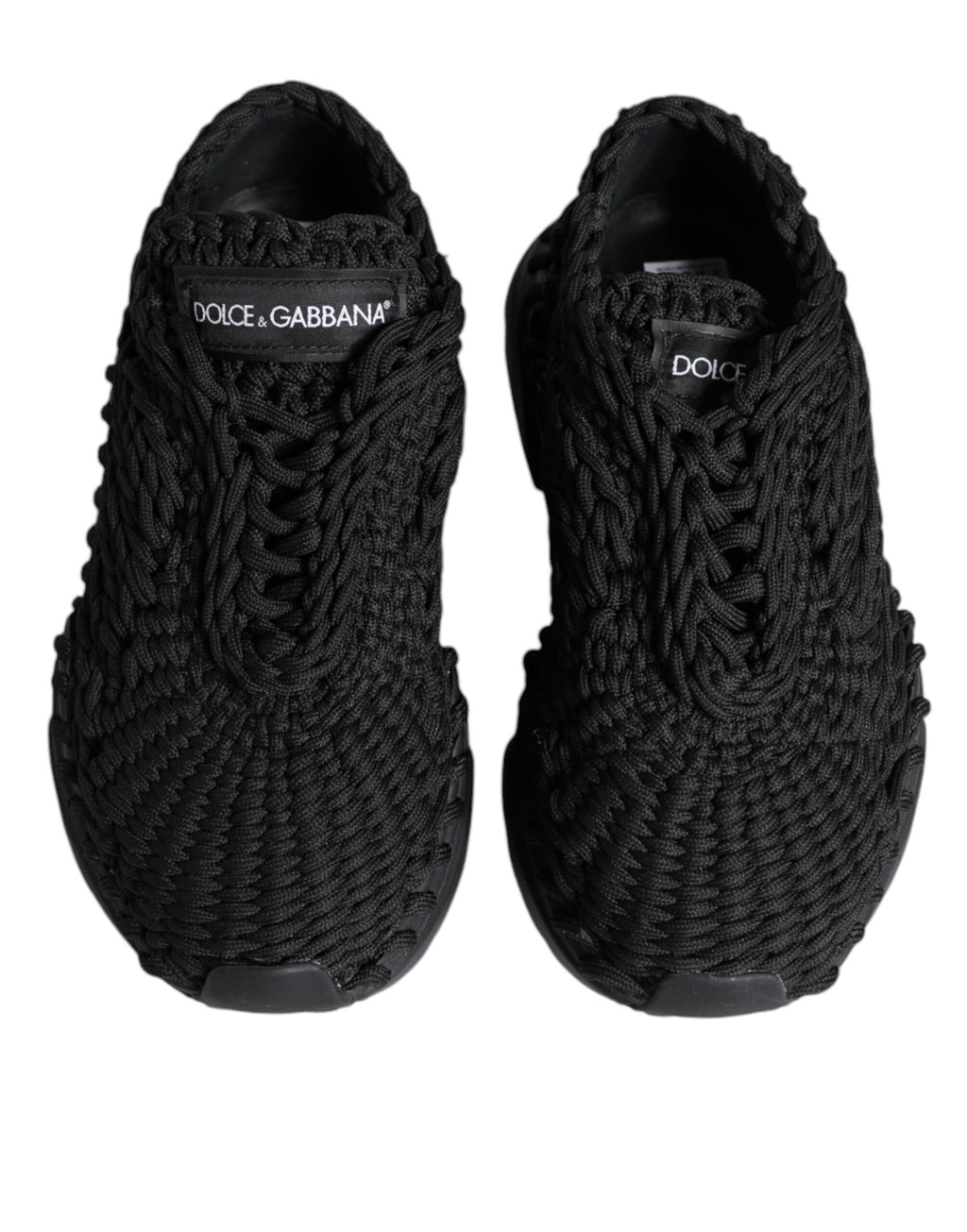 Dolce & Gabbana Black Knitted Daymaster Sneakers Shoes - Zeiniez