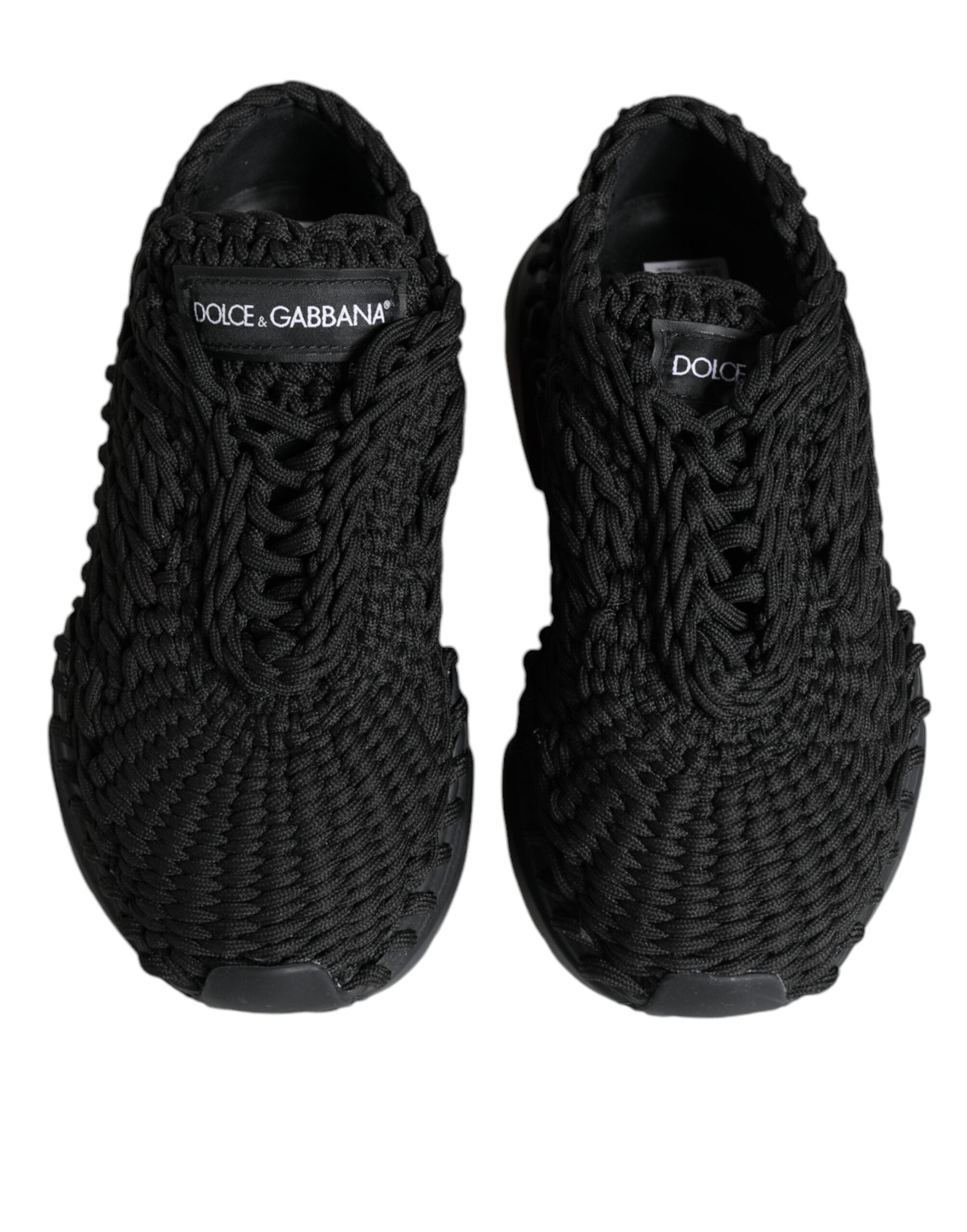 Dolce & Gabbana Black Knitted Daymaster Sneakers Shoes - Zeiniez