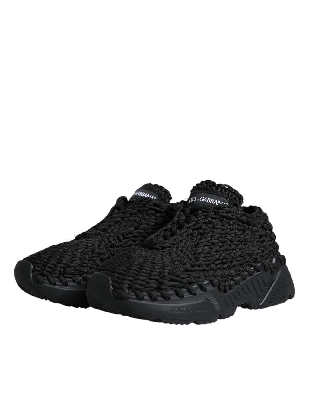 Dolce & Gabbana Black Knitted Daymaster Sneakers Shoes - Zeiniez