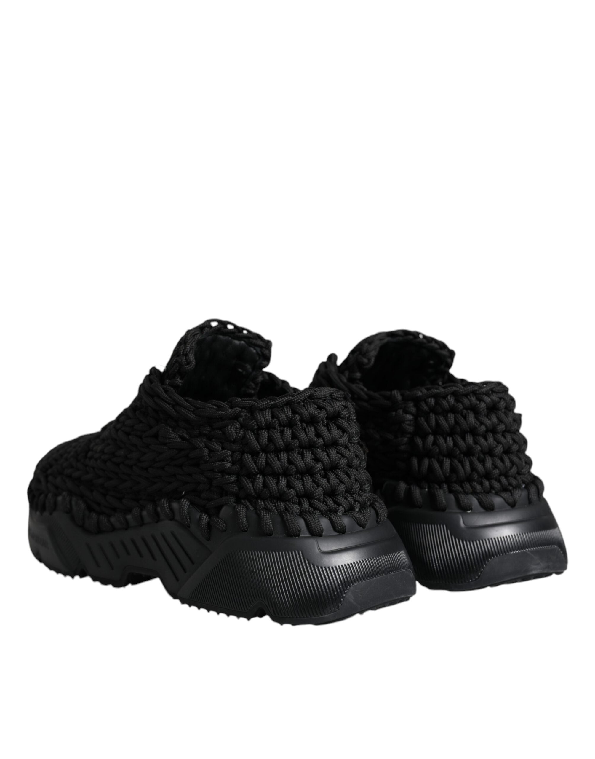 Dolce & Gabbana Black Knitted Daymaster Sneakers Shoes - Zeiniez