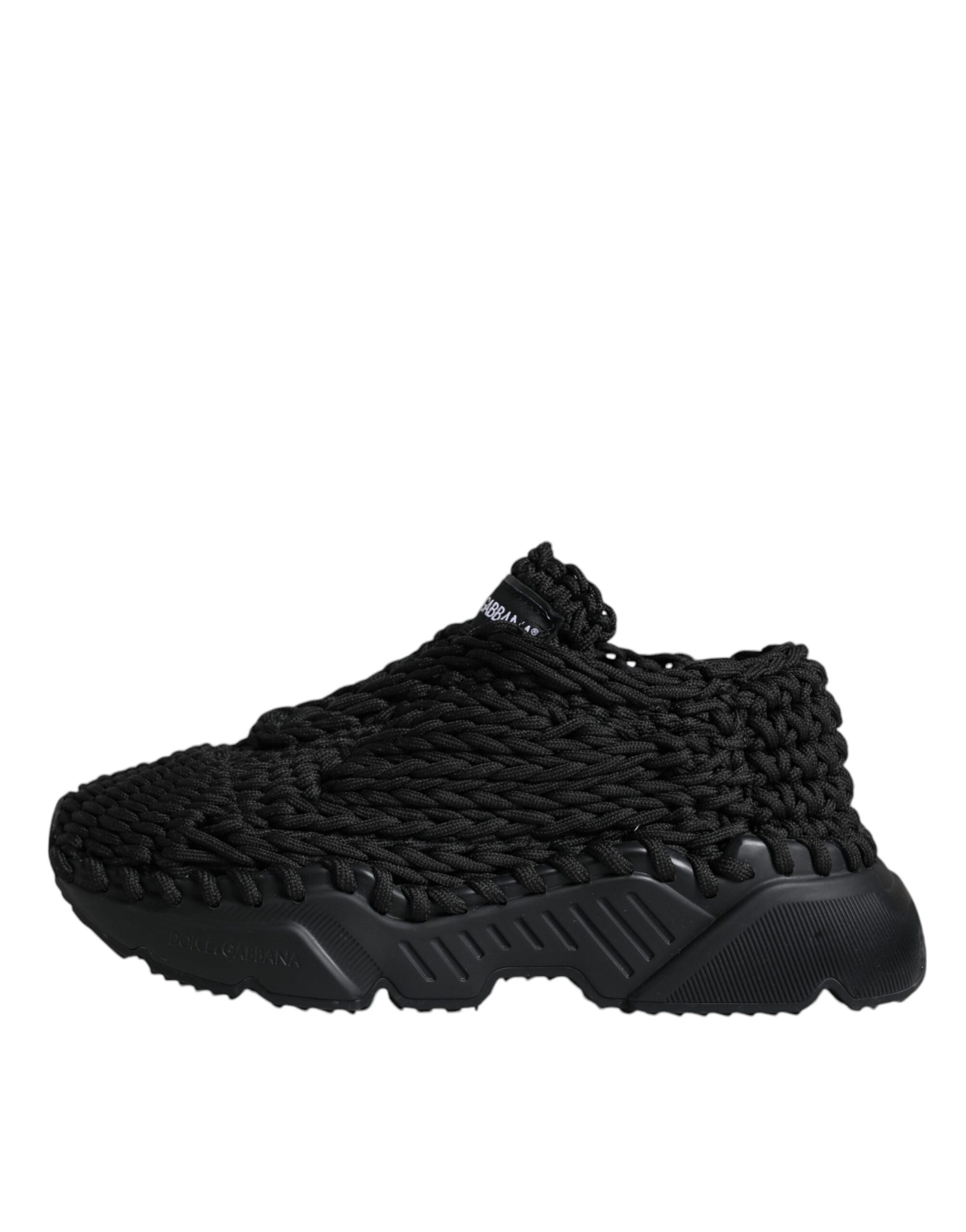 Dolce & Gabbana Black Knitted Daymaster Sneakers Shoes - Zeiniez