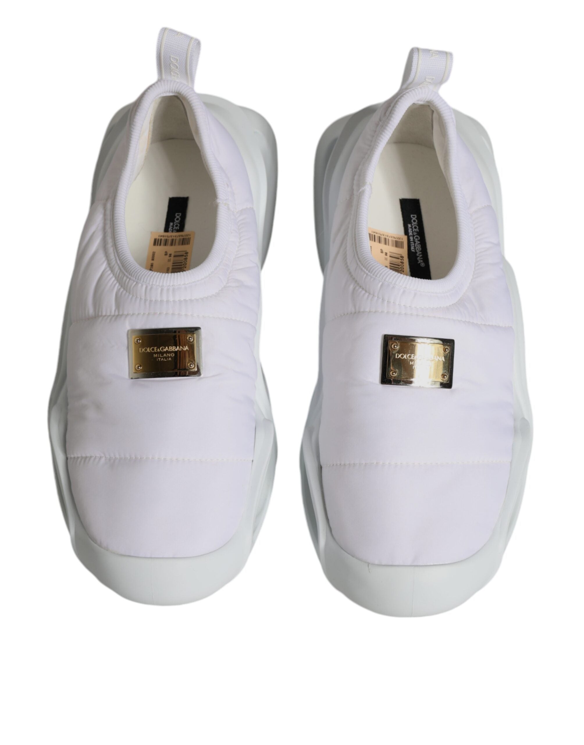 Dolce & Gabbana White Padded Fabric Low Top Sneakers Shoes - Zeiniez