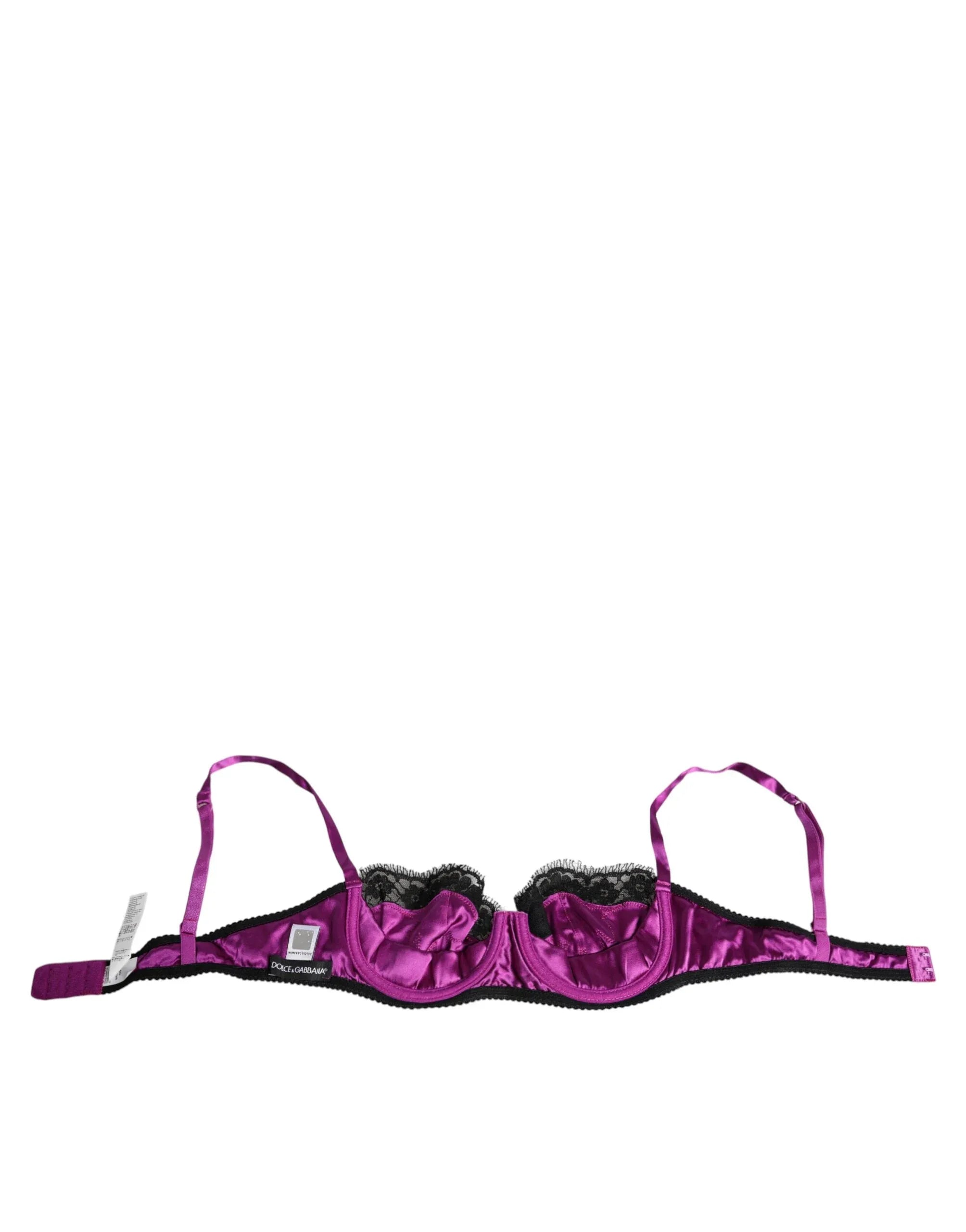 Dolce & Gabbana Purple Silk Underwired Balconette Bra Underwear - Zeiniez