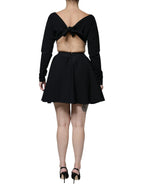 Dolce & Gabbana Black Viscose Cut Out A-line Long Sleeves Mini Dress - Zeiniez