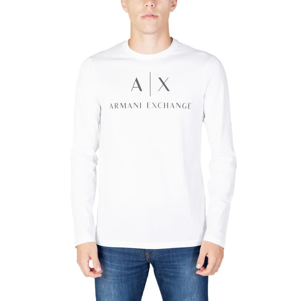 Armani Exchange White Cotton Long Sleeve T-Shirt - Zeiniez