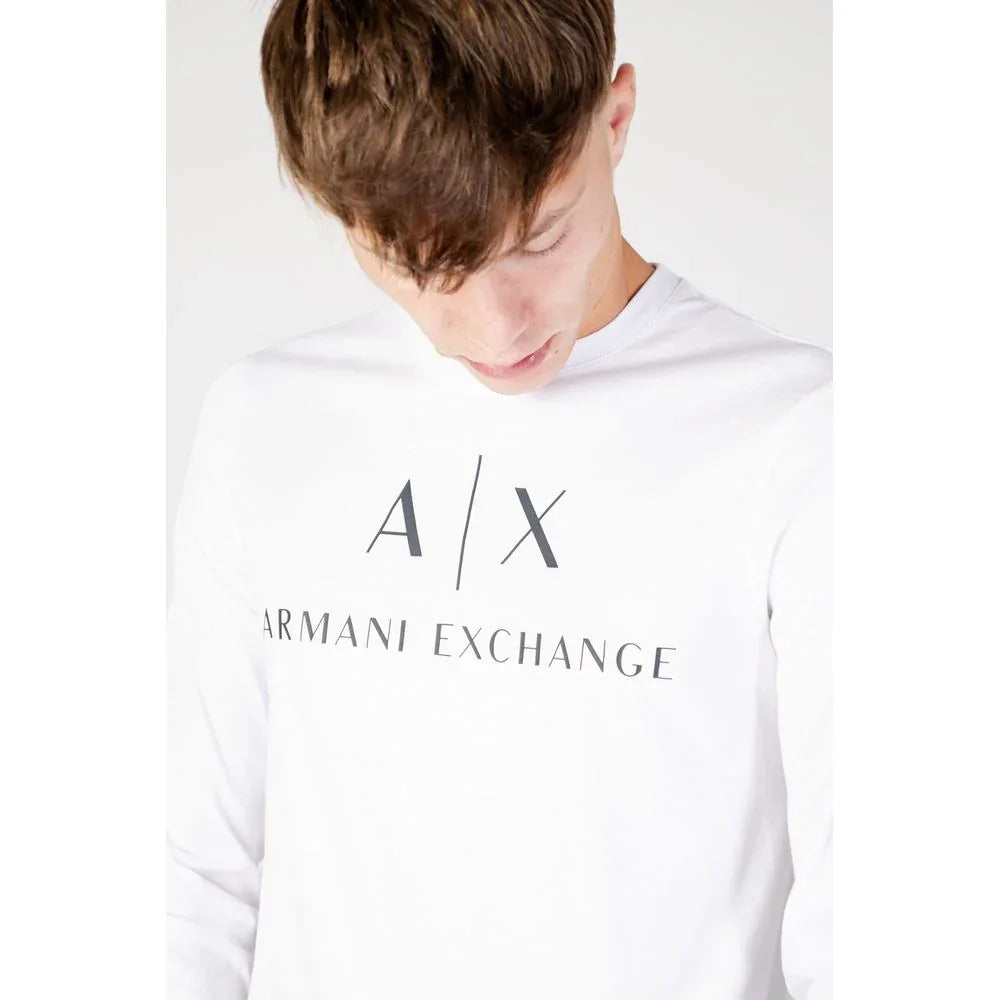 Armani Exchange White Cotton Long Sleeve T-Shirt - Zeiniez