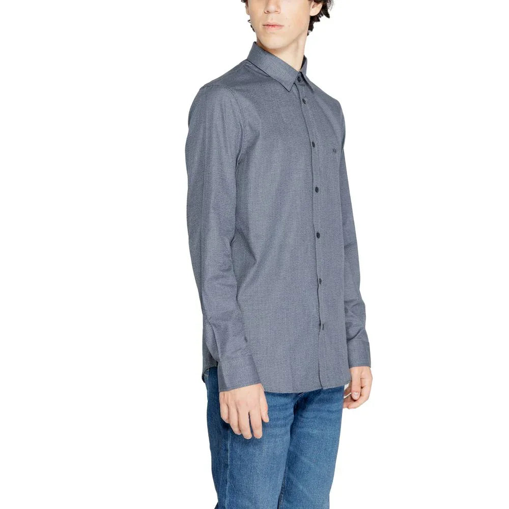 Armani Exchange Blue Cotton Dress Shirt - Zeiniez