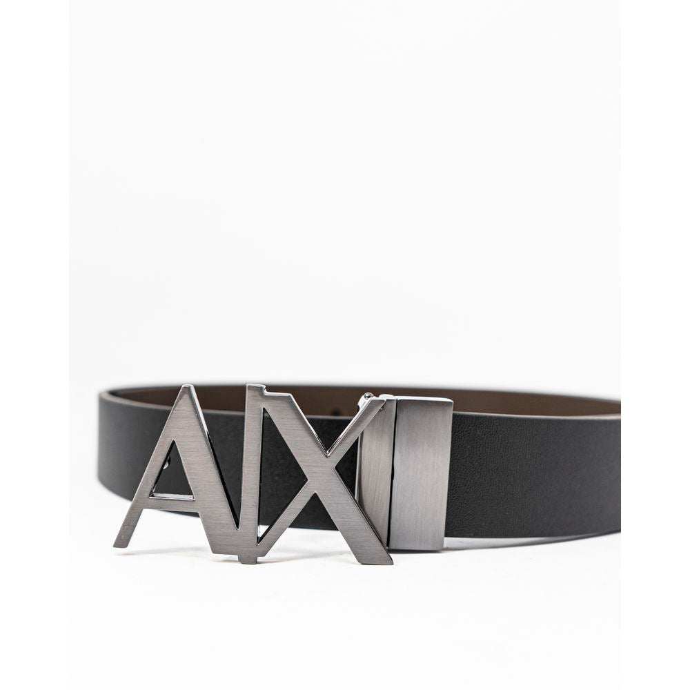 Armani Exchange Black Leather Regular Belt - Zeiniez