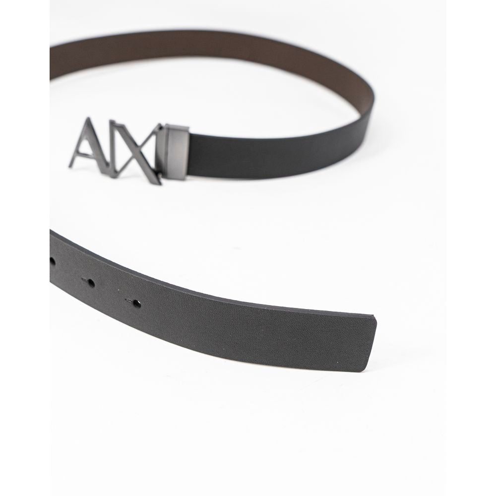 Armani Exchange Black Leather Regular Belt - Zeiniez