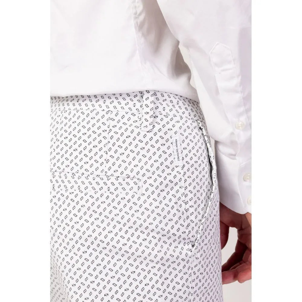 Armani Exchange White Cotton Bermuda Shorts - Zeiniez