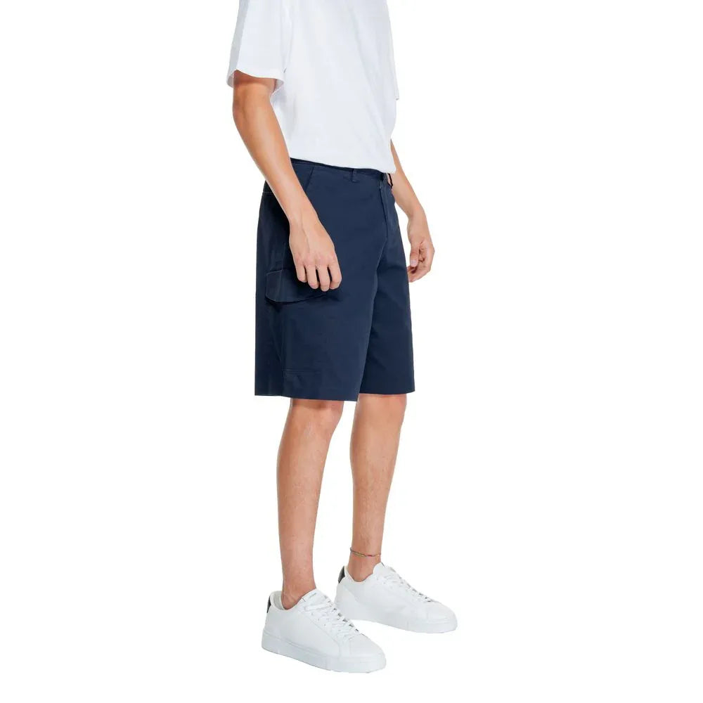 Armani Exchange Blue Cotton Bermuda Shorts - Zeiniez