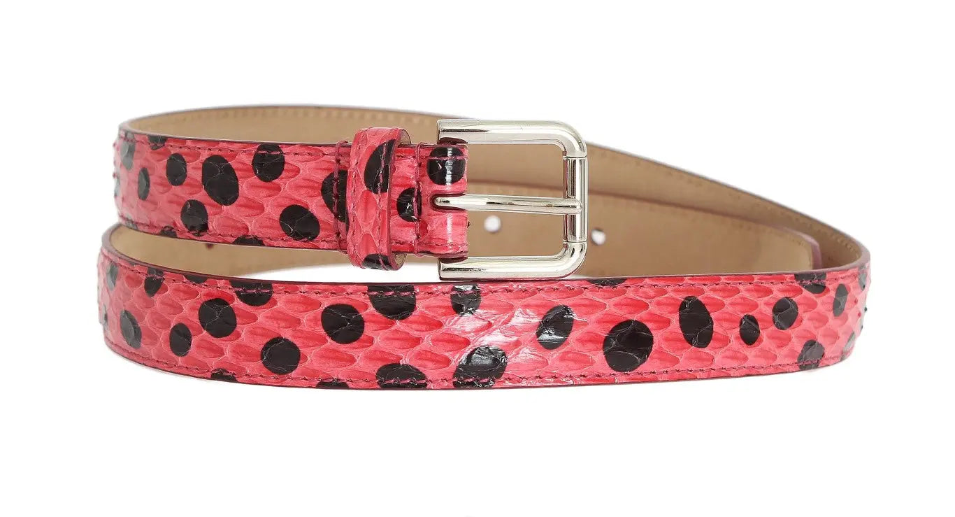 Dolce & Gabbana Pink Polka Snakeskin Silver Buckle Belt - Zeiniez