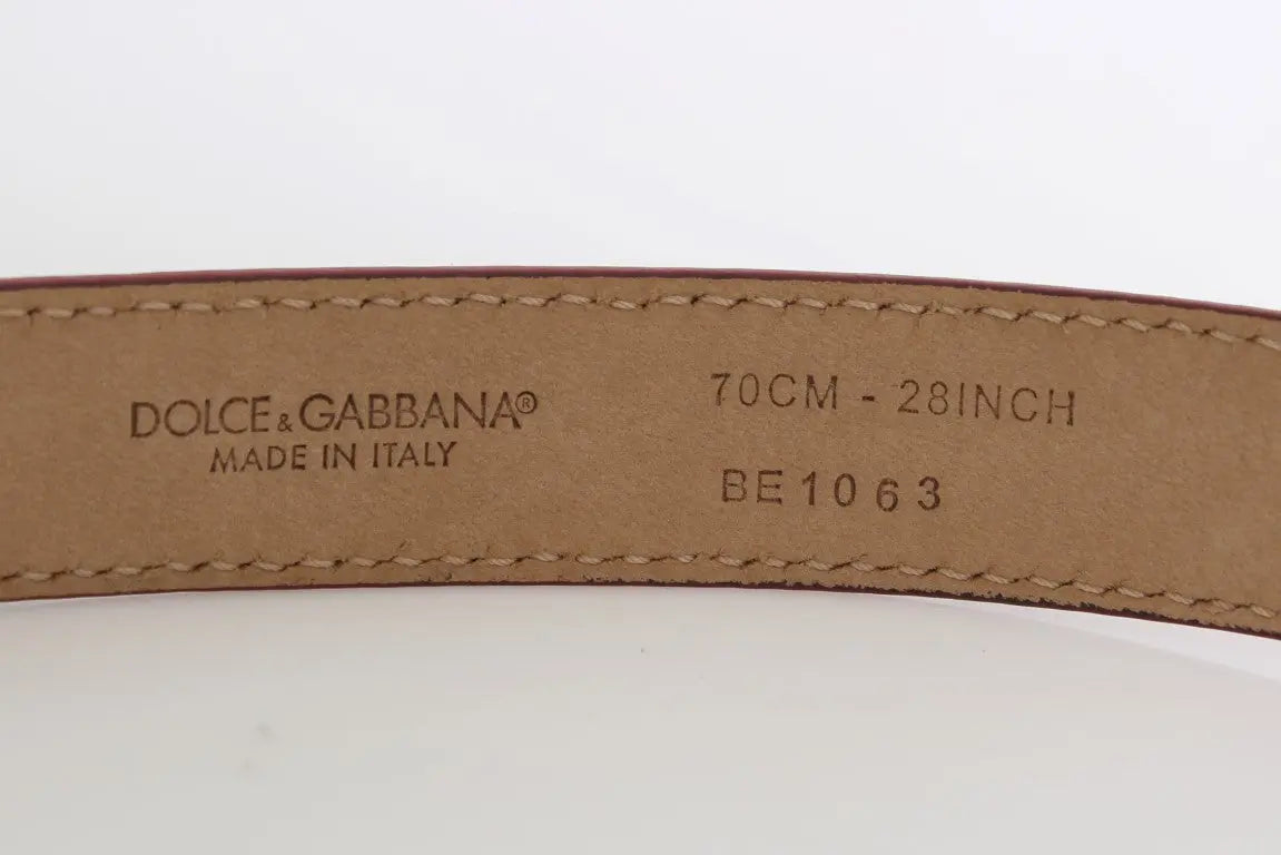 Dolce & Gabbana Pink Polka Snakeskin Silver Buckle Belt - Zeiniez