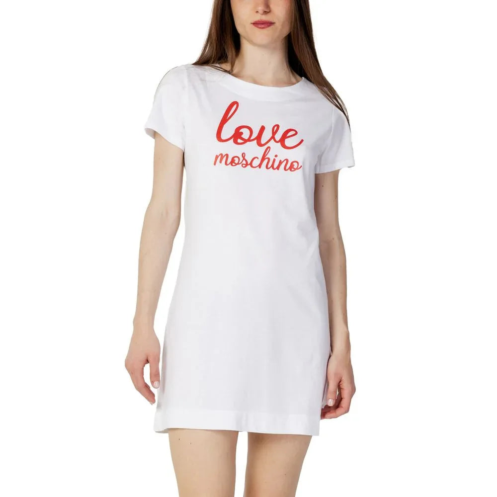 Love Moschino White Cotton Short Dress - Zeiniez