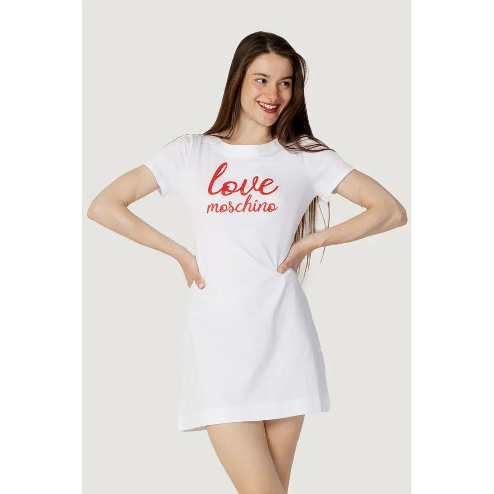 Love Moschino White Cotton Short Dress - Zeiniez