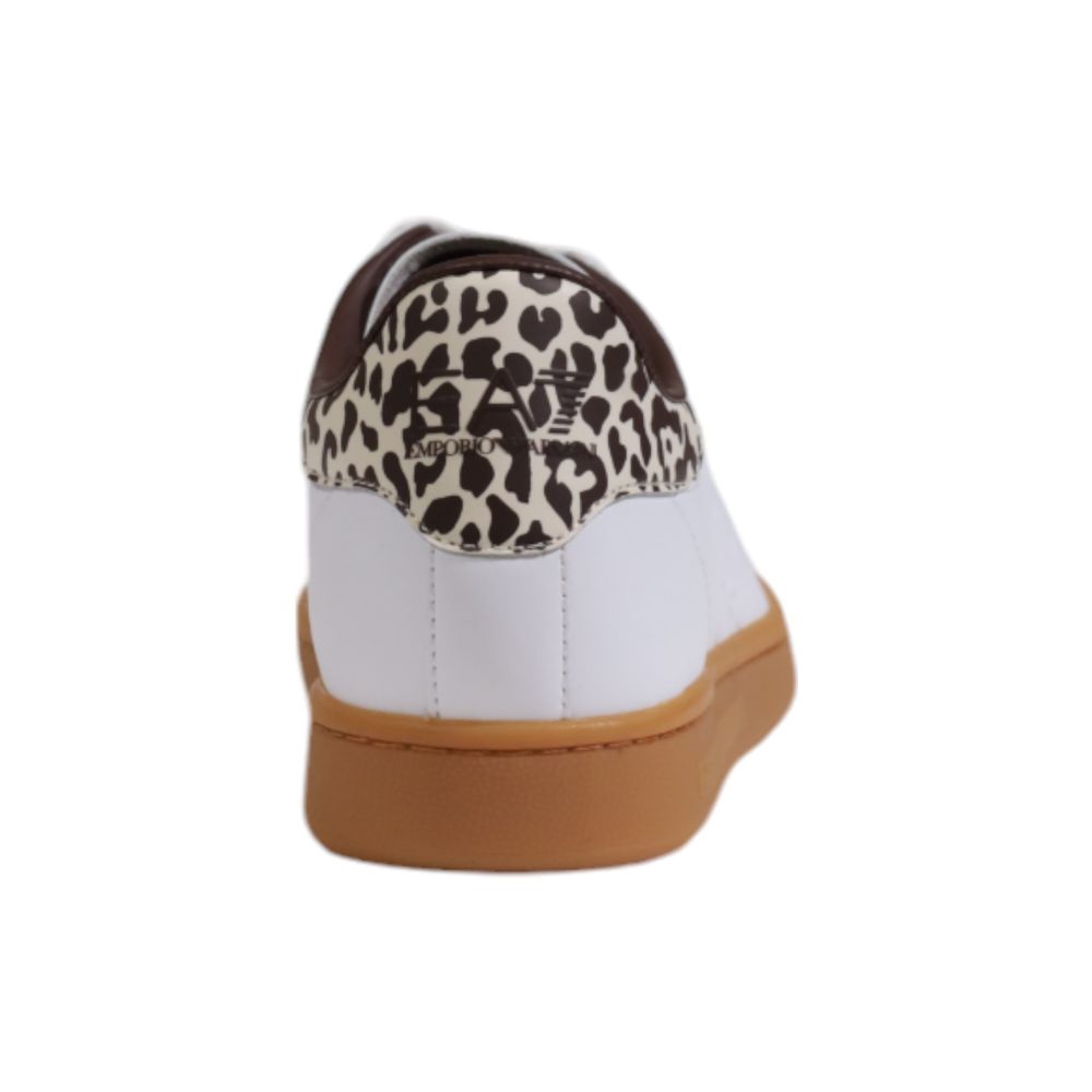 EA7 Emporio Armani Beige Leather Low Top Sneakers - Zeiniez