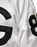 Dolce & Gabbana White Polyester Logo Full Zip Bomber Jacket - Zeiniez