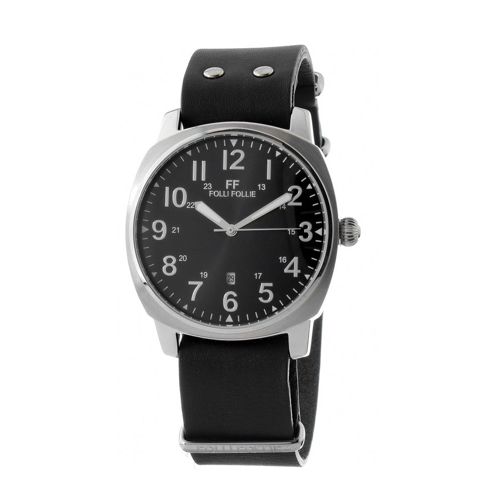 Folli Follie Black Leather Dress Watch - Zeiniez