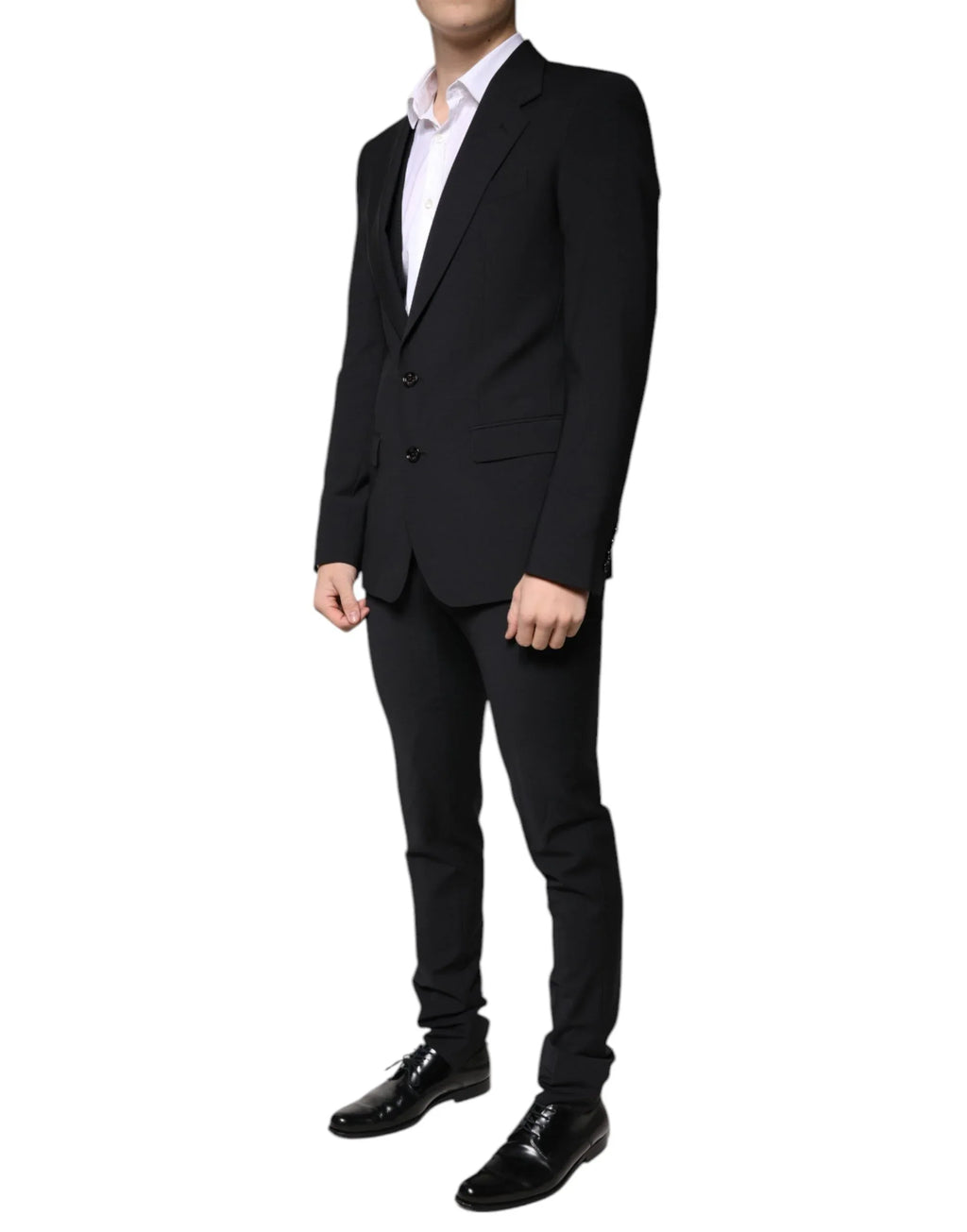 Dolce & Gabbana Black Wool 3 Piece Slim Fit Formal Men Suit - Zeiniez