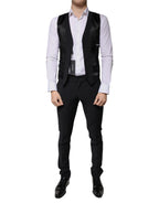 Dolce & Gabbana Black Wool 3 Piece Slim Fit Formal Men Suit - Zeiniez