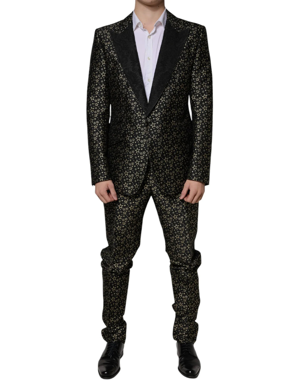Dolce & Gabbana Black Stars Jacquard SICILIA 2 Piece Suit - Zeiniez