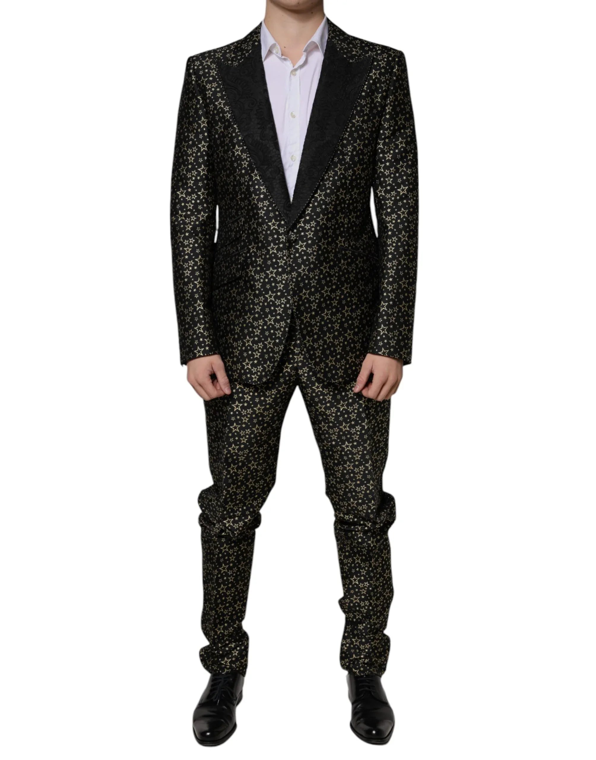 Dolce & Gabbana Black Stars Jacquard SICILIA 2 Piece Suit - Zeiniez